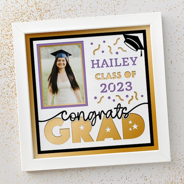Customizable Graduation Photo Shadow Box SVG File for Cricut Projects or Scrapbooking, Graduation Photo Display Party Decor, Gift for Grad