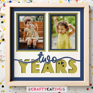 Jaarlijkse kindfoto Shadow Box 3D-SVG-bestanden voor Cricut-projecten, Moederdagcadeau, afstudeerdecor fotodisplay, gelaagd papier cadeau