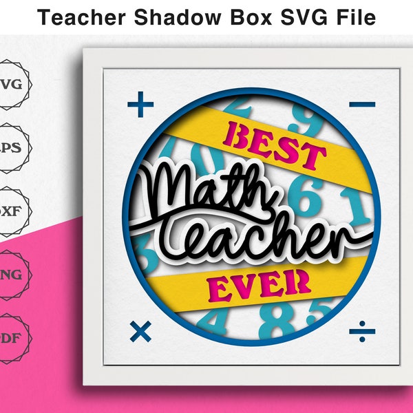 Math Teacher Shadow Box SVG file for Cricut Layered 3d SVG Cardstock Craft Projects Handmade End of Year Math Teacher Gift from Student Math Teacher Shadow Box SVG file for Cricut Layered 3d SVG Cardstock Craft Projects Handmade End of Year Math Teacher Gift from Student