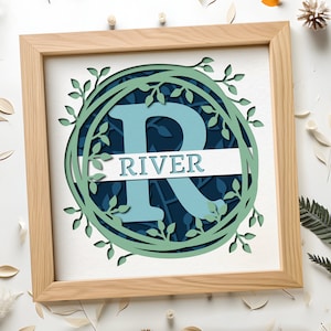Monogramma diviso 3D A-Z Shadow Box Cognome Segno 3D Lettere Iniziali SVG Regalo di inaugurazione della casa Nome di famiglia File SVG per Cricut Istruzioni facili