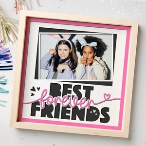 Mejores amigos Shadow Box Archivos SVG para proyectos Cricut, Regalo SVG de marco de fotos múltiples para un amigo, Archivos de corte de marco de imagen SVG 3d personalizables