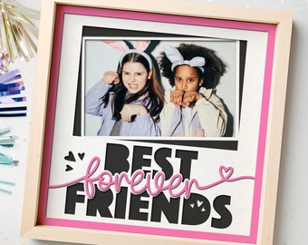 Best Friends Shadow Box SVG Files for Cricut Projects, Multi Photo Frame SVG Gift for Friend, Customizable 3d SVG Picture Frame Cut Files