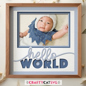 Arquivos SVG de caixa de sombra de foto de bebê para projetos Cricut, presente de chá de bebê personalizado feito à mão, decoração de berçário DIY 3d SVG arquivo de corte de papel em camadas