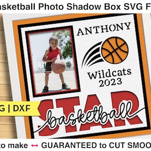 Basketball Foto Shadow Box SVG Datei für Cricut Projekte, 3d geschichtete SVG Basketball Bilderrahmen Cardstock Art, Papercut Sport Room Decor