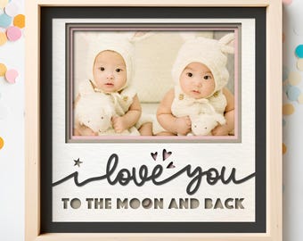 Baby Nursery Shadow Box SVG File: Moon & Stars 3D Photo Frame (Digital Download)
