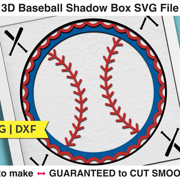 3D Baseball Shadow Box SVG Files for Cricut Projects Sports Layered 3d Baseball SVG Shadowbox Template File Boys Room Decor Baseball Gift