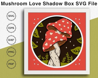 Mushroom Shadow Box SVG Files For Cricut Projects Shadow Box Art Gift 3d Layered Paper Mushrooms SVG Cottagecore Art Woodland Nursery Decor