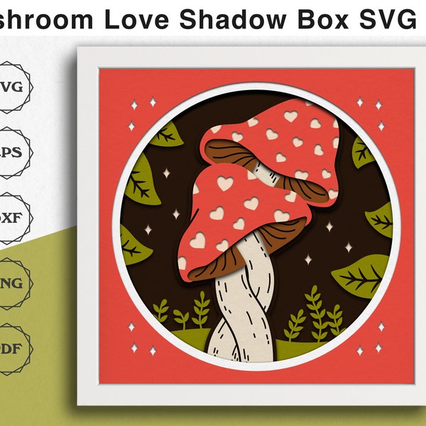 Mushroom Shadow Box SVG Files For Cricut Projects Shadow Box Art Gift 3d Layered Paper Mushrooms SVG Cottagecore Art Woodland Nursery Decor