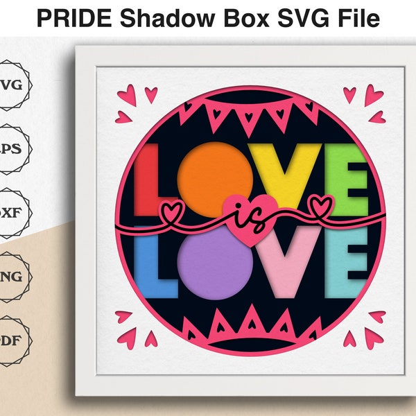 Love is Love Shadow Box SVG Files for Cricut Projects, Wedding Display Ideas for LGBTQ Wedding, Queer Love, Pride Month SVG, 3d Layered svg