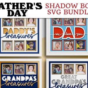 Bundle SVG Fête des pères, cadre photo multi-cadres photo, cadeau pour papa, cadeau d'enfants, arrière-plan grand-père, fichiers SVG cadre en couches pour projets Cricut