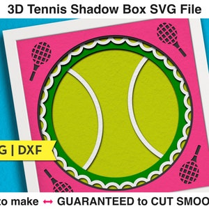 3D Tennis Shadow Box SVG Sports couches Shadow Box fichiers modèle pour Cricut Projects Boys Room Decor Tennis Coach cadeau