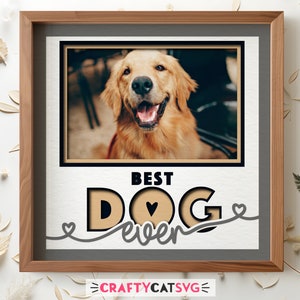 Hund Foto Shadow Box SVG-Dateien für Cricut-Projekte, handgemachte personalisierte Hund Mama Geschenk, DIY Haustier-Denkmal 3d SVG Schicht Papierschnitt-Datei