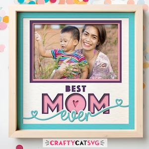 File SVG per la scatola delle ombre 3D per la festa della mamma per progetti Cricut, regalo di carta a strati per la mamma, cornice per foto regalo personalizzato per baby shower, amore 3d svg
