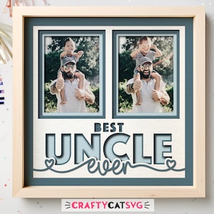Bester Onkel aller Zeiten Shadow Box SVG-Dateien für Cricut-Projekte, handgefertigtes personalisiertes Geschenk für neuen Onkel, 3d SVG-Fotorahmen-Papierschnittvorlage