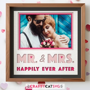 Hochzeit Schattenbox SVG-Dateien für Cricut Projekte, Fotorahmen SVG personalisierte Hochzeit Tischdekoration, Verlobungsgeschenk für paar, Liebe SVG