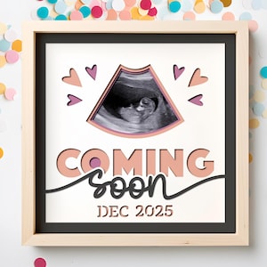 Schwangerschaftmitteilung Ultraschall Shadow Box SVG-Datei für Cricut Projekte, Ultraschall Display, Baby-Dusche-Dekor Geschenk für Mama, 3d SVG