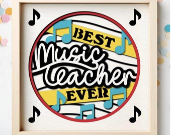 Music Teacher Shadow Box SVG: Layered Paper Art Project (Digital Download)