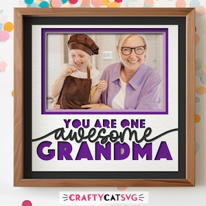 Fichiers SVG Shadow Box grand-mère pour projets Cricut, cadeau SVG de fête des mères pour grand-mère des petits-enfants, cadre photo SVG 3D personnalisable