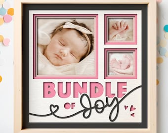 Baby Photo Shadow Box SVG: 3D Layered Paper Cut File (Digital Download)