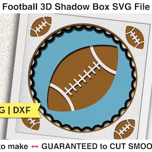 Football 3D Shadow Box SVG couches de papier cartonné SVG Shadow Box modèle décoration de chambre garçons signe sport fichiers SVG football pour projets Cricut