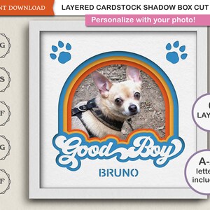 3D Retro Regenbogen guter Hund Fotorahmen Schicht Karton SVG-Dateien für Cricut Schnitt Dateien für 3D Bilderrahmen Hundeerinnerung Geschenk für Hundemama