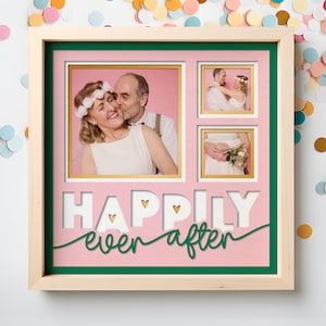 Hochzeit Foto Shadow Box SVG-Dateien für Cricut Projekte, handgemachtes Hochzeitsgeschenk für Paar, anpassbare 3D SVG Engagement Bilderrahmen