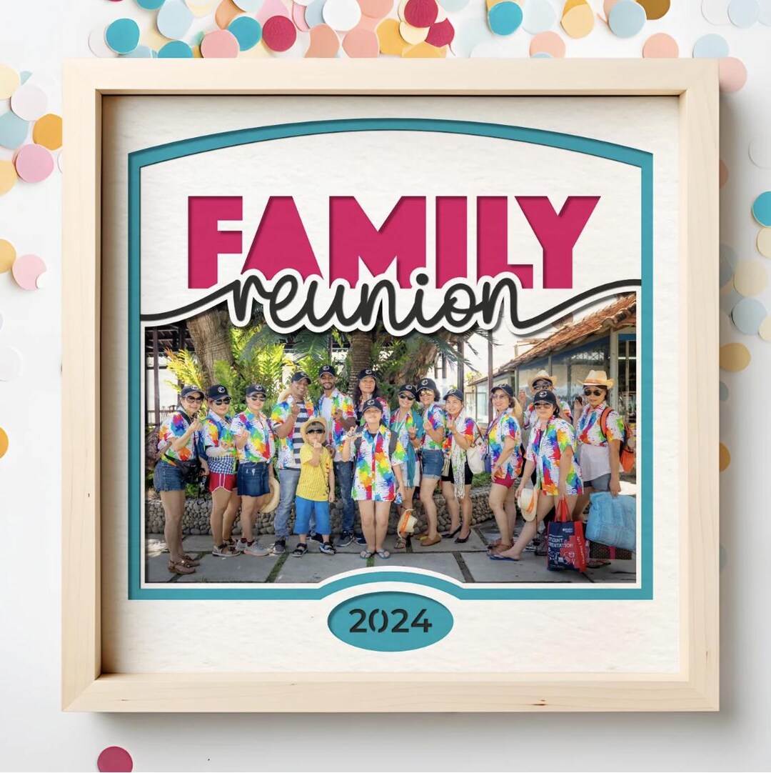 Reunited Frame Family Reunion Photo Frame Shadow Box SVG: Layered Cardstock Collage ...