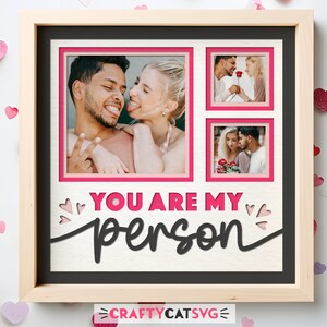 Pliki SVG Valentines Day Love Shadow Box dla projektów Cricut, spersonalizowany prezent rocznicowy w ramce na zdjęcia SVG, projekt 3D Wedding Love SVG