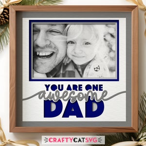 Fichiers SVG Shadow Box 3D pour la fête des pères pour projets Cricut, cadeau SVG en papier stratifié pour papa, cadre photo personnalisé cadeau papa d'un enfant