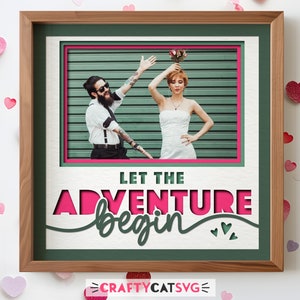 Arquivos SVG de caixa de sombra de casamento para projetos Cricut, moldura de foto SVG presente de casamento personalizado para casal, ideias de exibição de mesa de casamento DIY