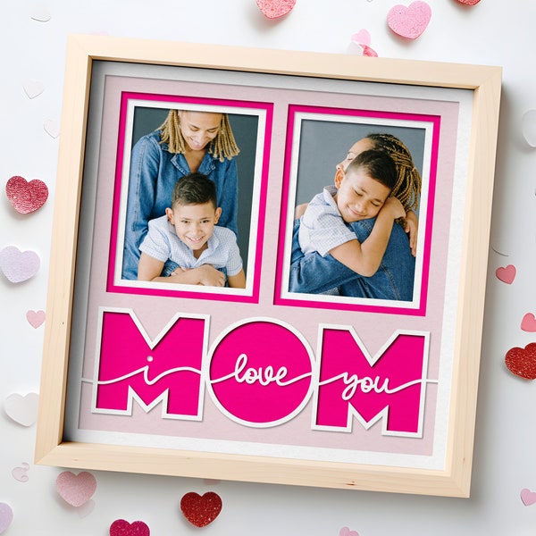 Mom 3d Shadow Box SVG Files for Cricut Projects, Gift for Mom, Mothers Day Shadow Box, Layered Cardstock Art Multi Photo Frame Cut Files