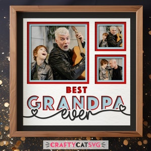 3D Best Grandpa Ever Shadow Box svg con fotos, Día del Padre Shadow Box Archivos SVG 3d para proyectos Cricut, Marco de fotos Arte de cartulina en capas