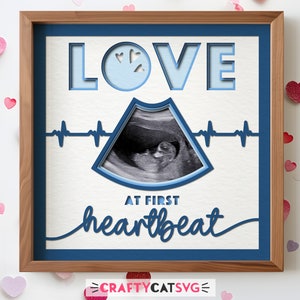 File SVG per scatola ombra ecografia per bambini per progetti Cricut, espositore per ecografia, regalo per decorazioni per baby shower per la mamma, annuncio di gravidanza, SVG 3D