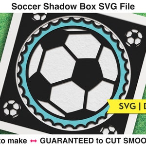 Caixa de sombra de futebol 3D SVG para meninos e meninas Nome personalizado de futebol em camadas Arquivos SVG para projetos Cricut Bola de futebol Esportes 3d SVG