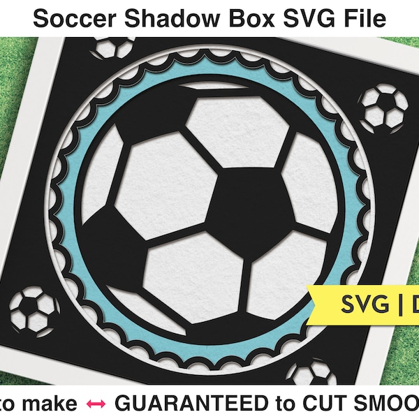 3D Soccer Shadow Box SVG for Boys And Girls Football Custom Name Layered Cardstock SVG files for Cricut Projects Soccer Ball Sports 3d SVG