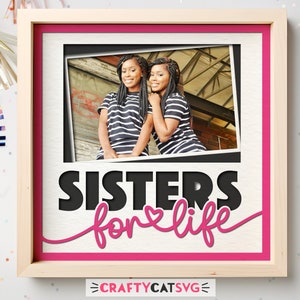 Archivos SVG de caja de sombras para hermanas para proyectos de Cricut, regalo personalizado hecho a mano para hermanas, plantilla SVG de archivo de corte de papel en capas 3D para familias DIY