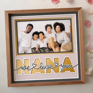 Arquivos SVG Nana Shadow Box para projetos Cricut, presente de dia das mães, porta-retratos SVG com vários porta-retratos para vovó, porta-retratos SVG 3D personalizável