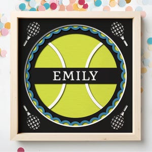 3D Tennis Shadow Box SVG Papercut SVG Files for Cricut Projects Last Name Sign SVG Personalized Gift for Tennis Player 3D Layered Paper Art