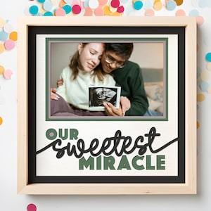 Nos fichiers SVG Miracle Shadow Box les plus doux, cadeau SVG pour baby shower, jumeaux et triplés personnalisable 3D SVG cadre photo cadeau, bébé arc-en-ciel