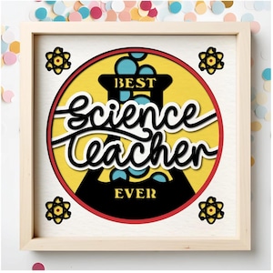 Science Teacher Shadow Box SVG file for Teacher Gift from Student 3d SVG for Handmade Layered Card Stock Cricut Projects for Crafters
