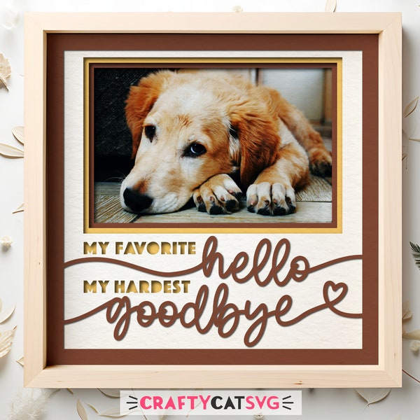 Pet Memorial Shadow Box SVG Files for Cricut Projects, Handmade Personalized Pet Loss Gift, DIY Dog Lover 3d SVG Layered Paper Cut File