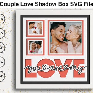 Love Shadow Box 3d SVG File dla projektów Cricut Wielowarstwowa ramka na zdjęcia SVG na Walentynki, rocznicę, spersonalizowany prezent ślubny