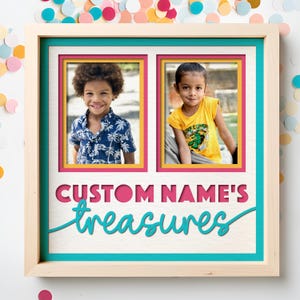 Archivos SVG de caja de sombras de tesoros personalizables, regalo SVG para el Día de la Madre y el Día del Padre para abuela y abuelo, marco de fotos SVG 3D personalizable