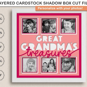 3D overgrootmoeder Shadow Box SVG gesneden bestand Multi Photo Frame Mothers Day Shadow Box Cardstock Art gelaagde SVG-bestanden met eenvoudige instructies