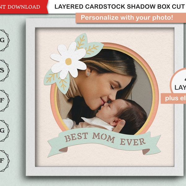 Best Mom Ever Shadow Box SVG File for Cricut and Silhouette Handmade Gift for Mom on Mothers Day Gift Personalized 3D SVG Photo Frame