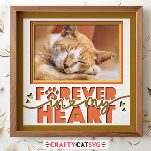 Pet Memorial Shadow Box Arquivos SVG para projetos Cricut, presente personalizado feito à mão para perda de animais de estimação, DIY Cat Lover 3d SVG arquivo de corte de papel em camadas