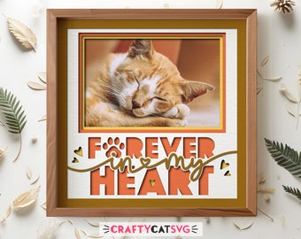 Pet Memorial Shadow Box SVG Files for Cricut Projects, Handmade Personalized Pet Loss Gift, DIY Cat Lover 3d SVG Layered Paper Cut File