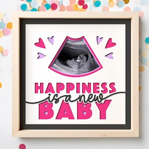 Fichier SVG Shadow Box échographie bébé pour projets Cricut, affichage de l'échographie, cadeau de baby shower pour maman, faire-part de grossesse, SVG 3D