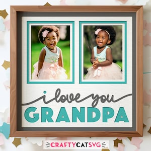 Projeto 3D Grandpa Shadow Box SVG Cricut, Multi Photo Frame Caixa de sombra do dia dos pais SVG, modelo SVG de arte em cartolina com instruções fáceis