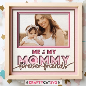 Arquivos SVG da caixa de sombra 3d da mãe para projetos Cricut, presente para a mãe, caixa de sombra do dia das mães, arte em cartolina em camadas, arquivos de corte com moldura de várias fotos